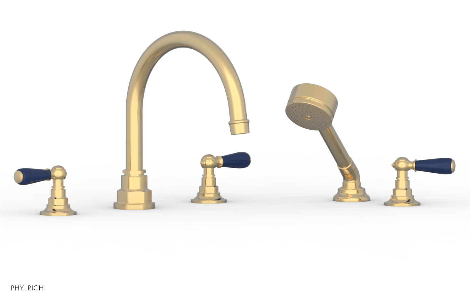 Phylrich Jamestown Deck Tub Set with Hand Shower and Lever Handles