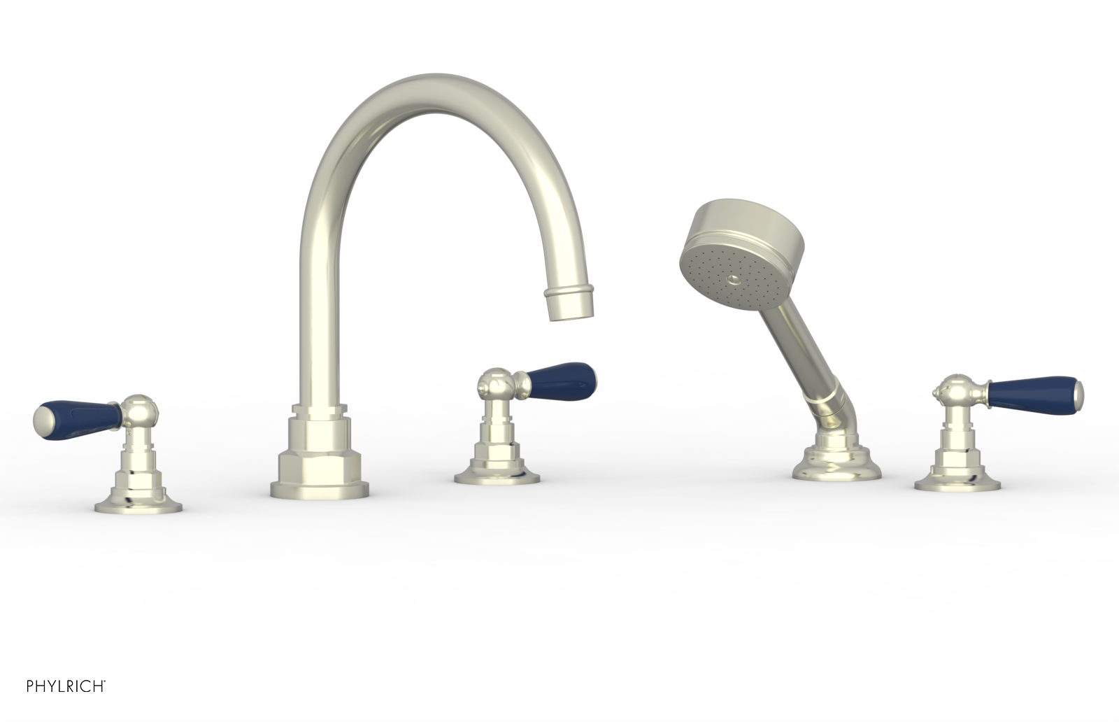 Phylrich Jamestown Deck Tub Set with Hand Shower and Lever Handles