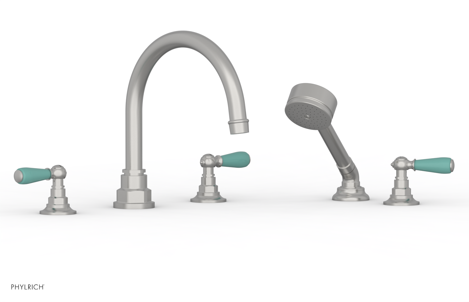 Phylrich Jamestown Deck Tub Set with Hand Shower and Lever Handles