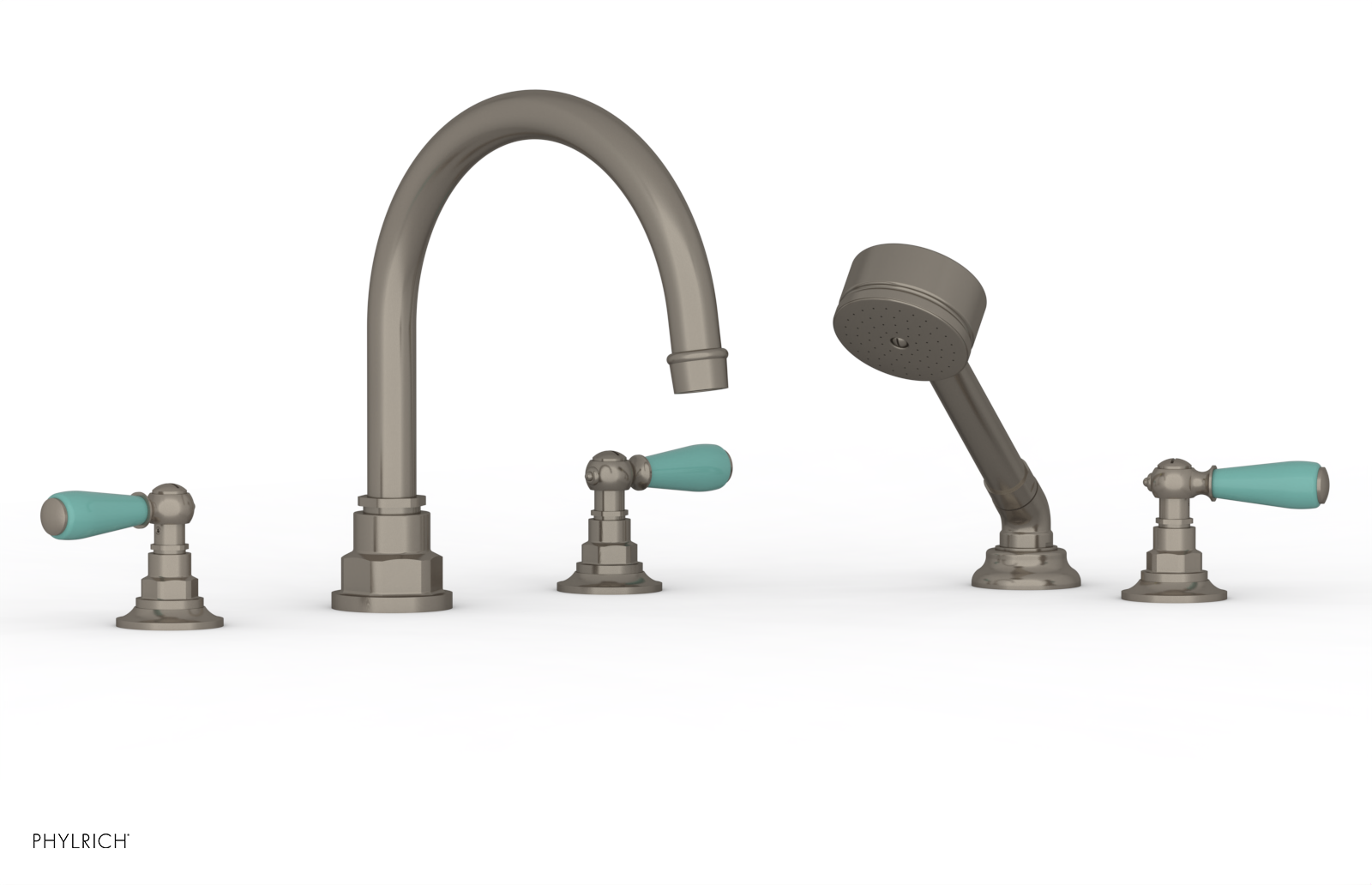 Phylrich Jamestown Deck Tub Set with Hand Shower and Lever Handles by Phylrich