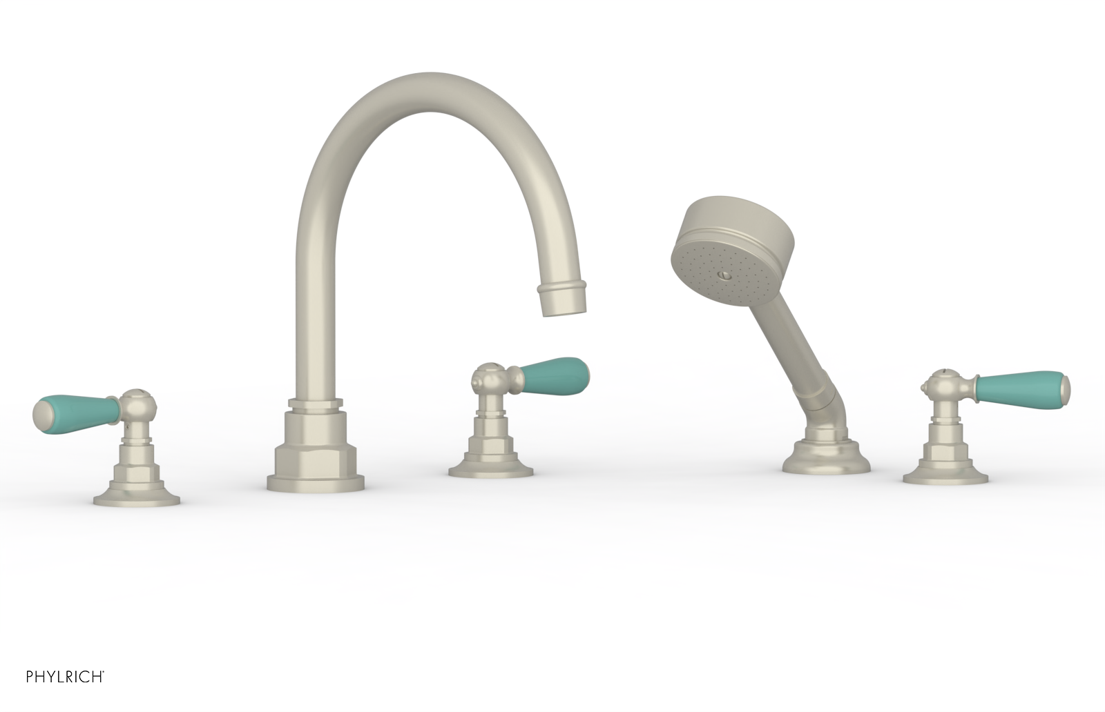 Phylrich Jamestown Deck Tub Set with Hand Shower and Lever Handles