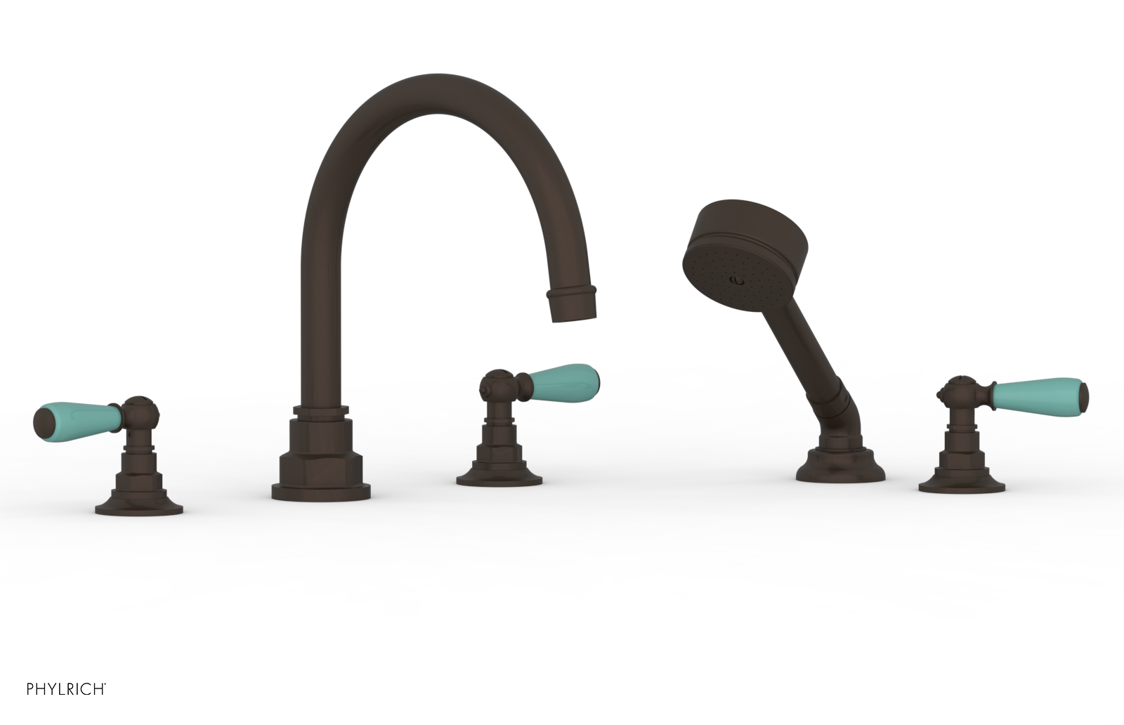 Phylrich Jamestown Deck Tub Set with Hand Shower and Lever Handles by Phylrich