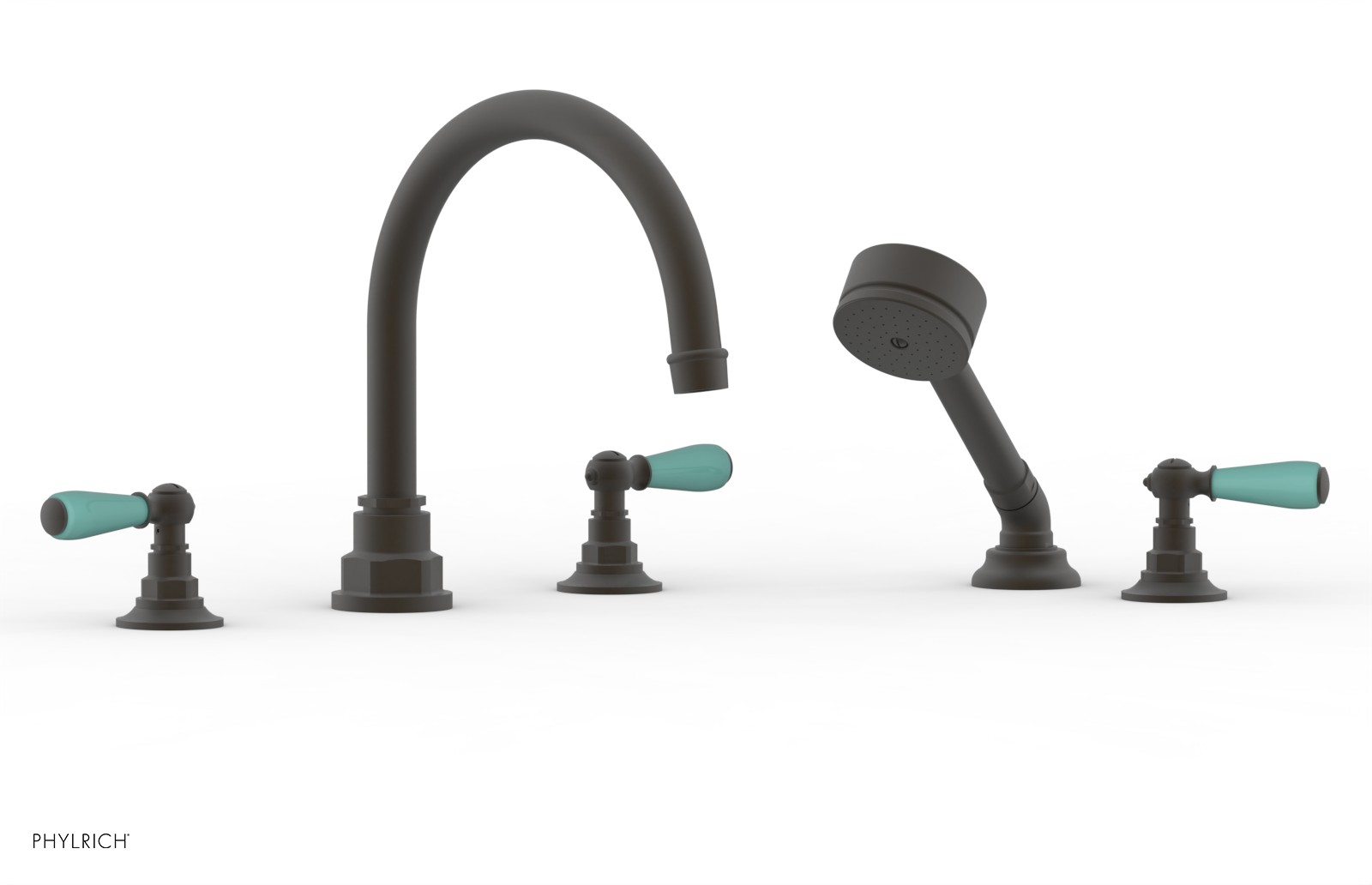 Phylrich Jamestown Deck Tub Set with Hand Shower and Lever Handles by Phylrich