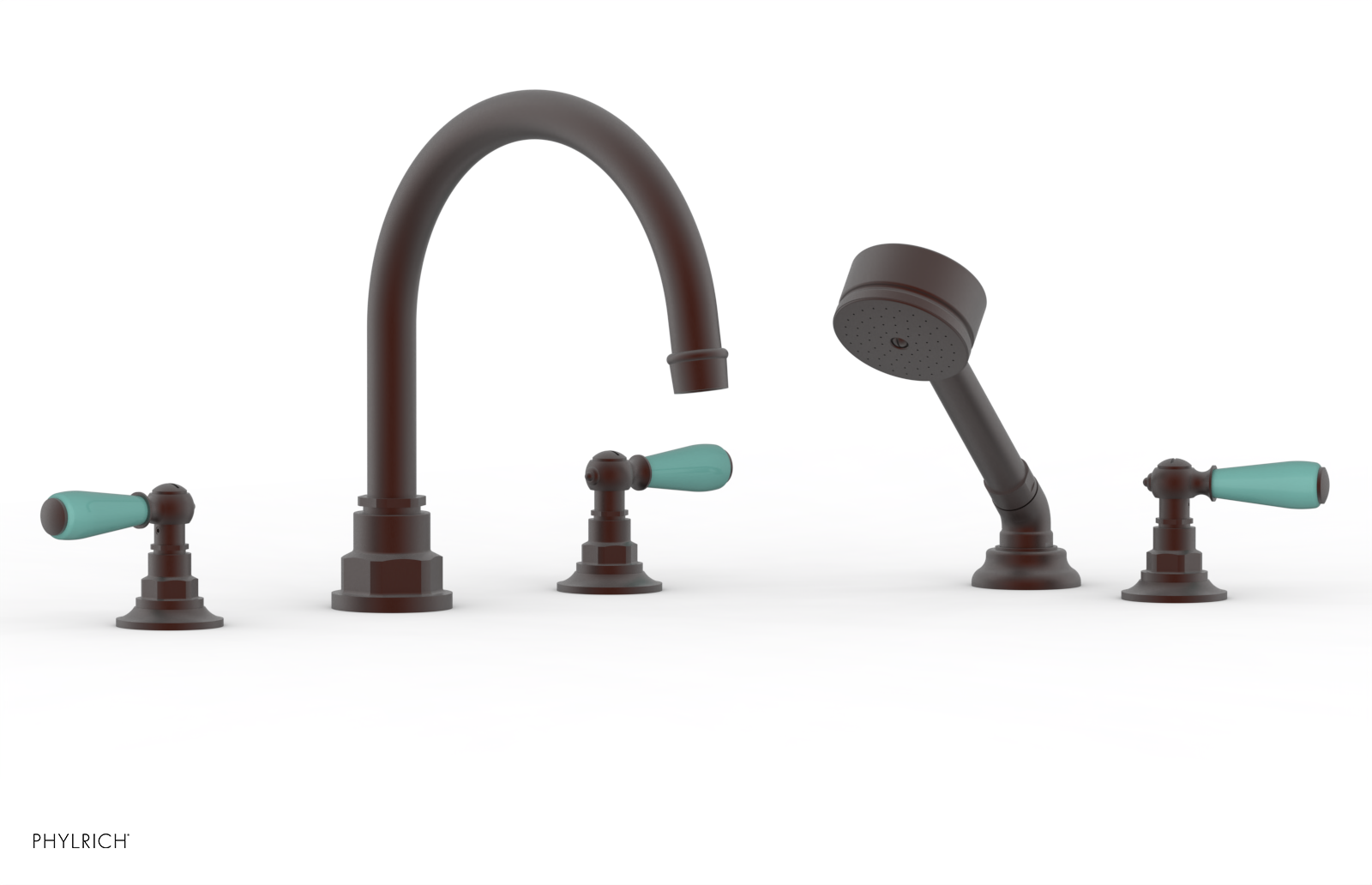 Phylrich Jamestown Deck Tub Set with Hand Shower and Lever Handles by Phylrich