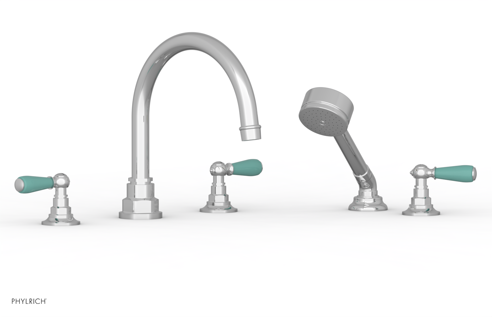 Phylrich Jamestown Deck Tub Set with Hand Shower and Lever Handles