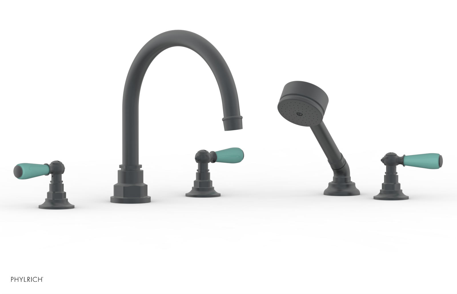 Phylrich Jamestown Deck Tub Set with Hand Shower and Lever Handles by Phylrich