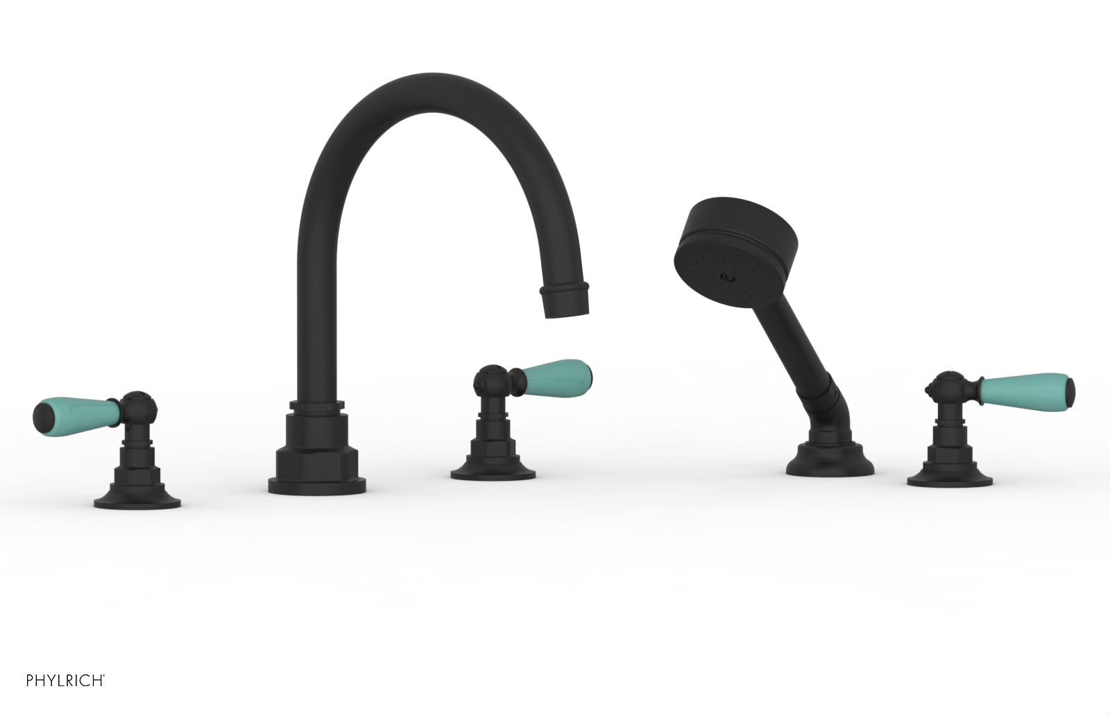 Phylrich Jamestown Deck Tub Set with Hand Shower and Lever Handles