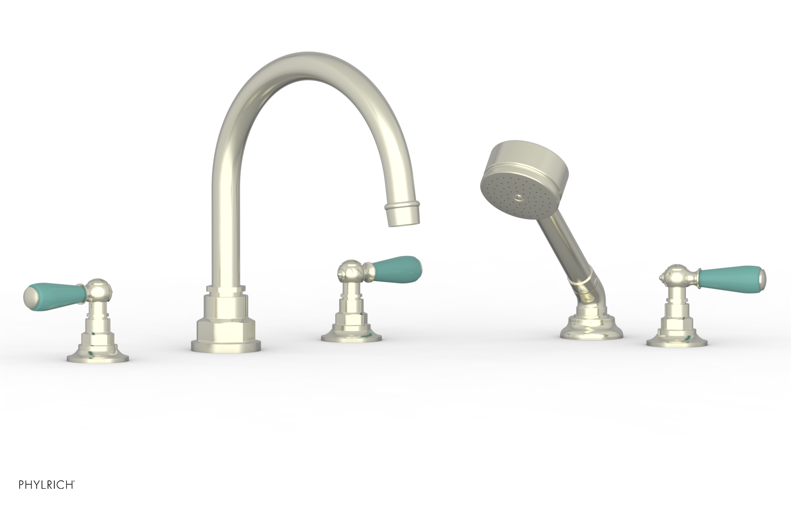 Phylrich Jamestown Deck Tub Set with Hand Shower and Lever Handles