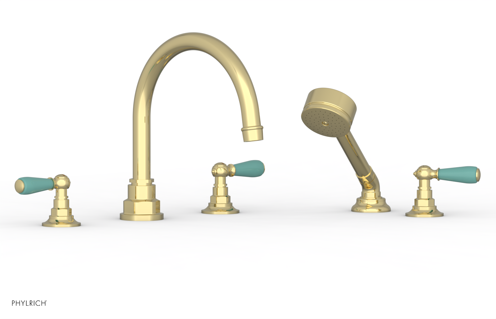 Phylrich Jamestown Deck Tub Set with Hand Shower and Lever Handles