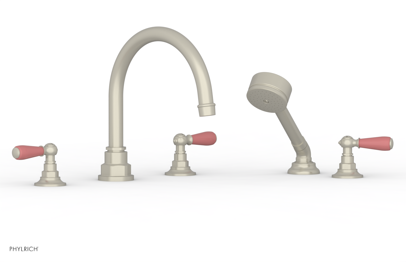 Phylrich Jamestown Deck Tub Set with Hand Shower and Lever Handles