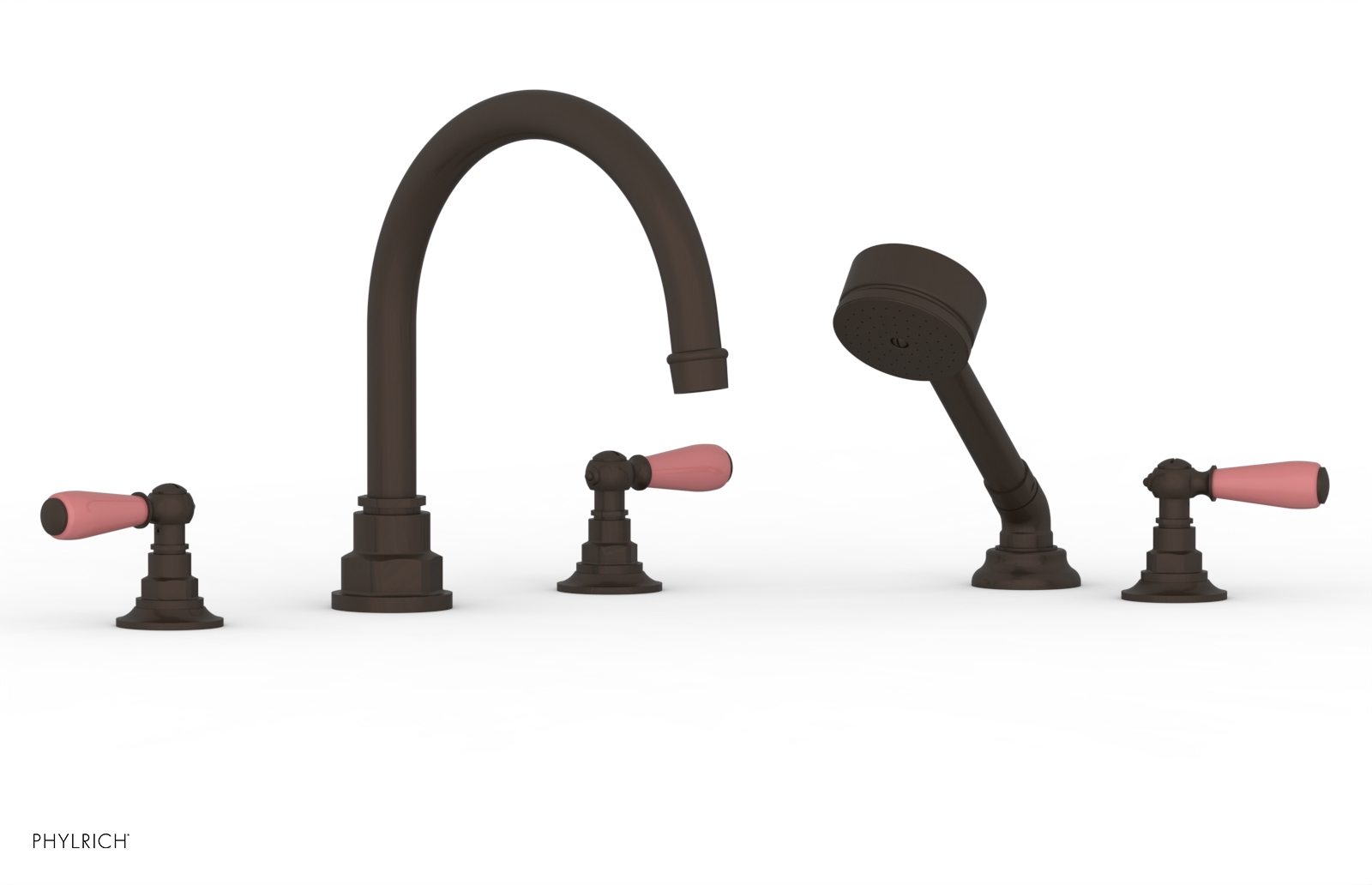 Phylrich Jamestown Deck Tub Set with Hand Shower and Lever Handles