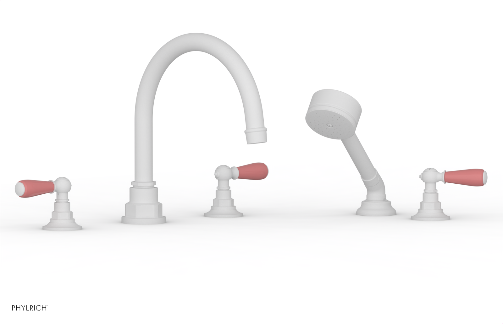 Phylrich Jamestown Deck Tub Set with Hand Shower and Lever Handles