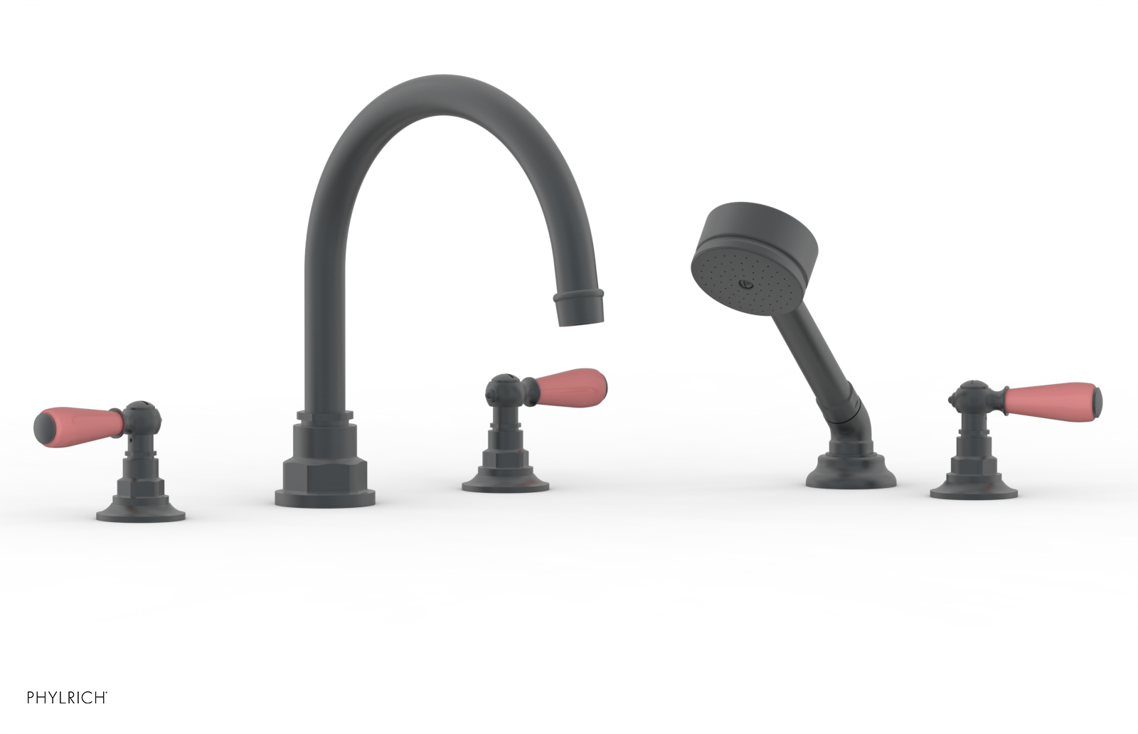 Phylrich Jamestown Deck Tub Set with Hand Shower and Lever Handles by Phylrich