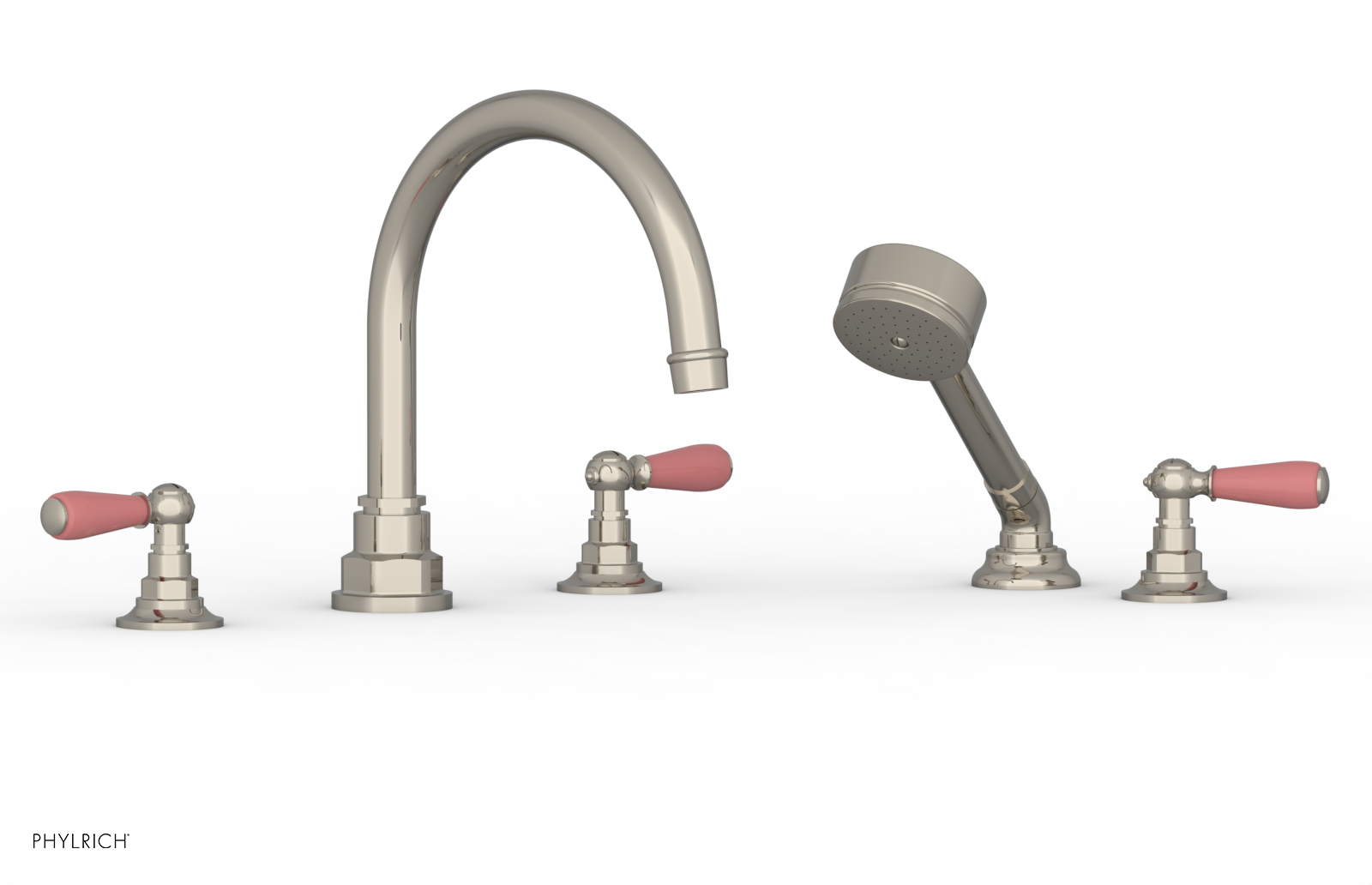 Phylrich Jamestown Deck Tub Set with Hand Shower and Lever Handles