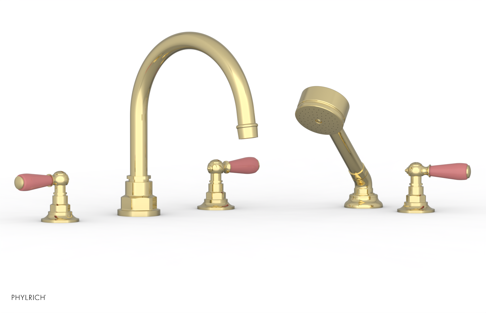 Phylrich Jamestown Deck Tub Set with Hand Shower and Lever Handles