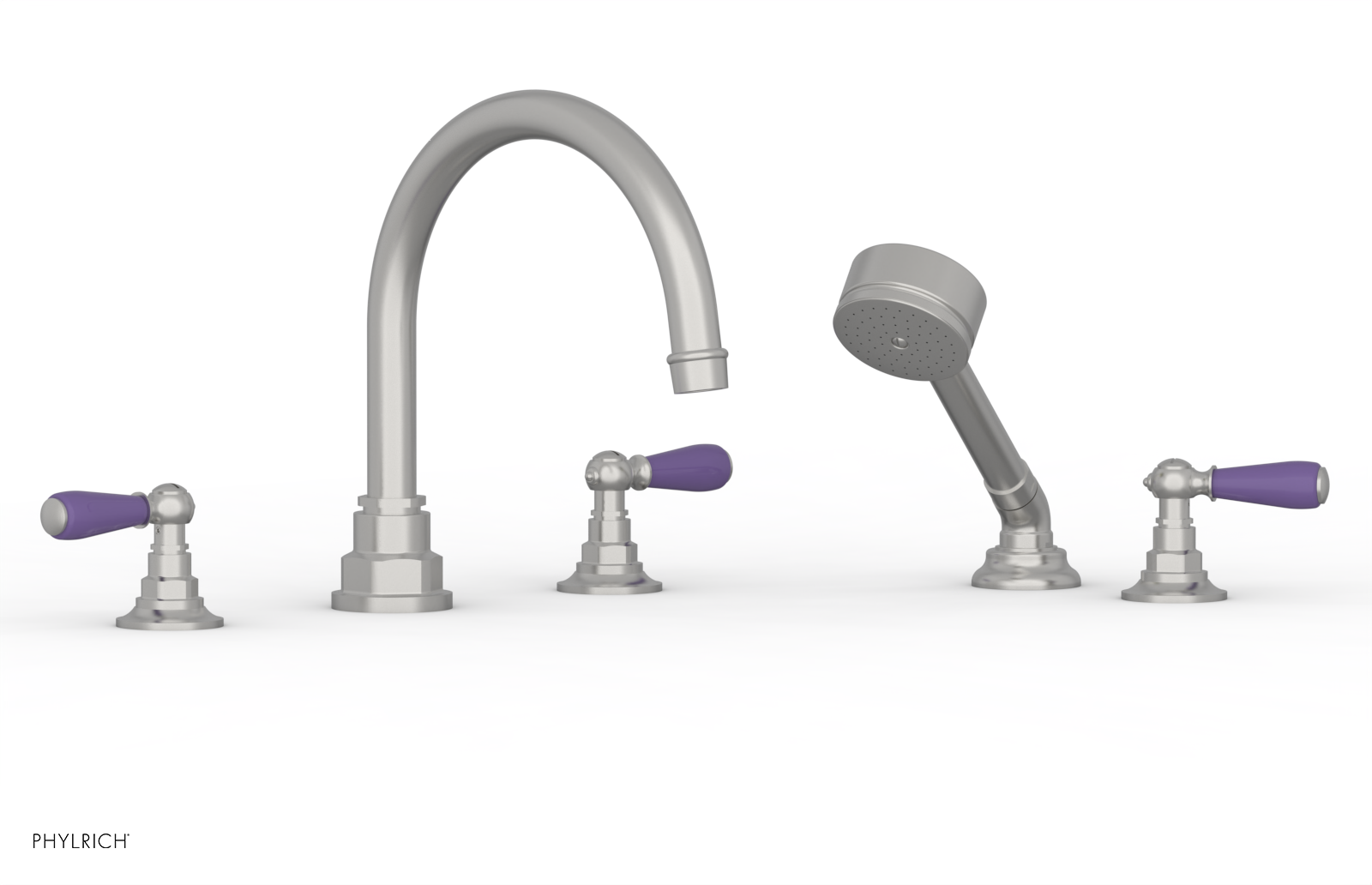 Phylrich Jamestown Deck Tub Set with Hand Shower and Lever Handles