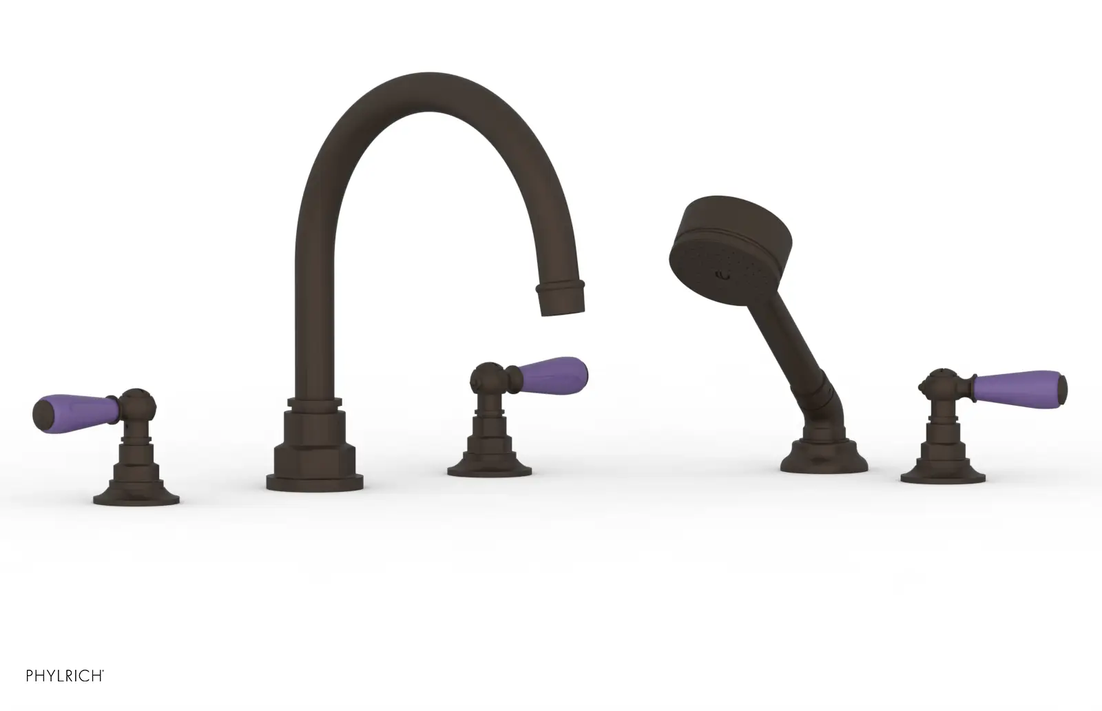 Phylrich Jamestown Deck Tub Set with Hand Shower and Lever Handles by Phylrich