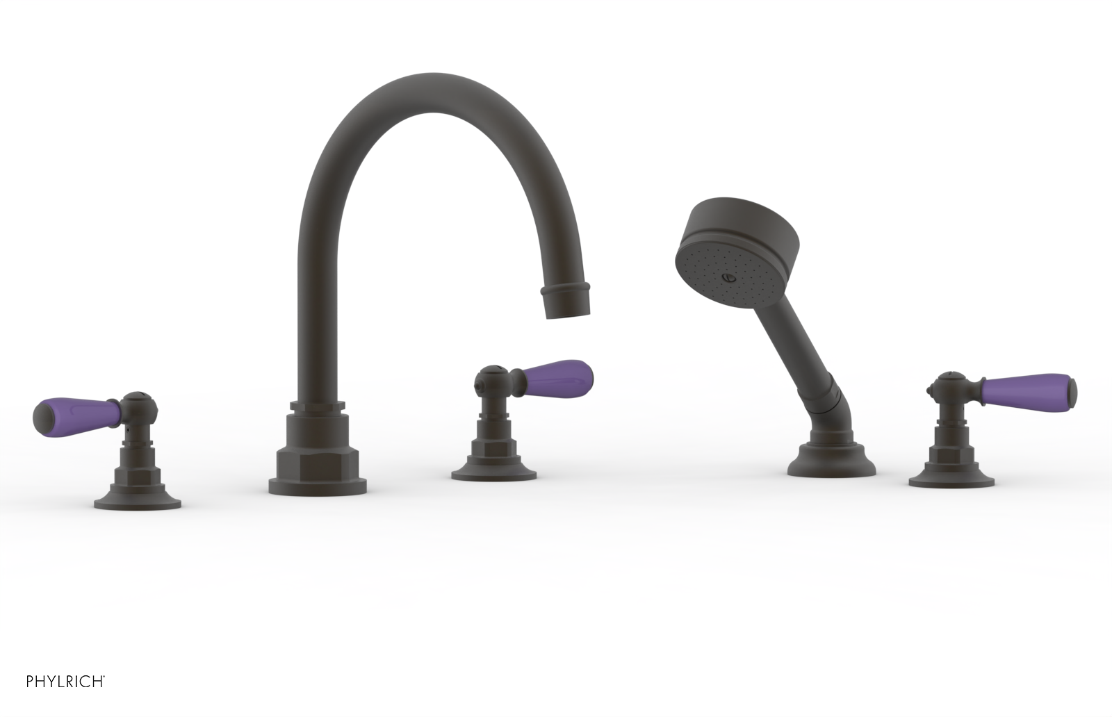 Phylrich Jamestown Deck Tub Set with Hand Shower and Lever Handles by Phylrich