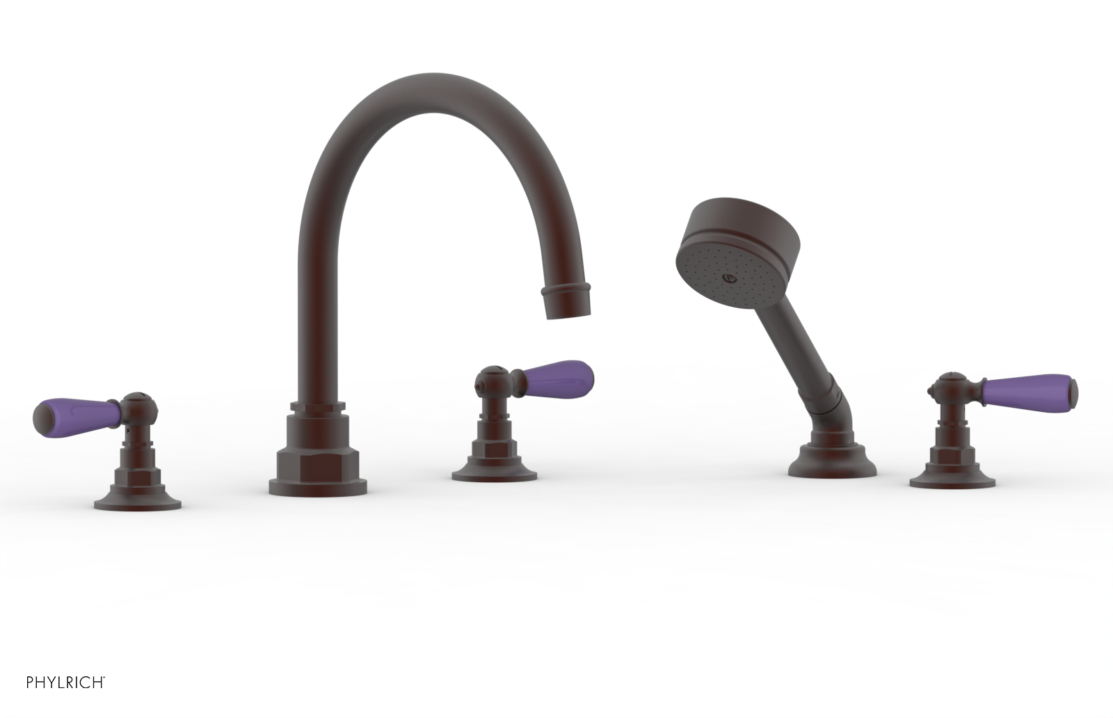 Phylrich Jamestown Deck Tub Set with Hand Shower and Lever Handles by Phylrich