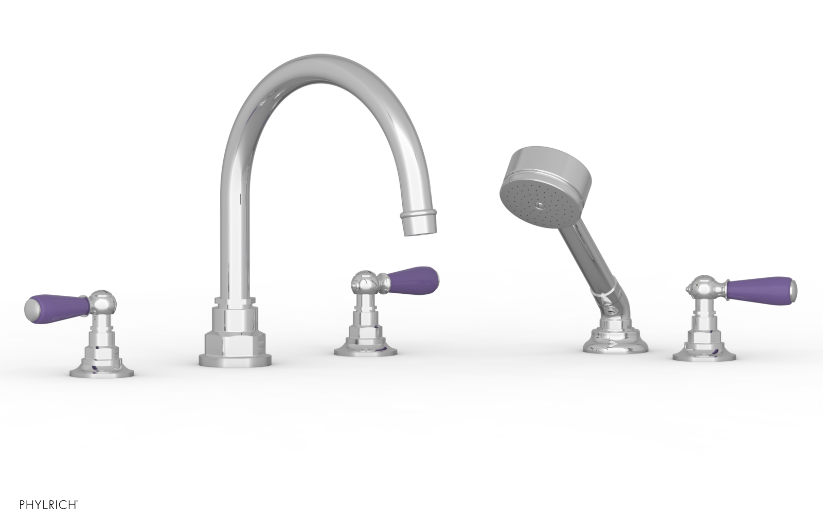 Phylrich Jamestown Deck Tub Set with Hand Shower and Lever Handles