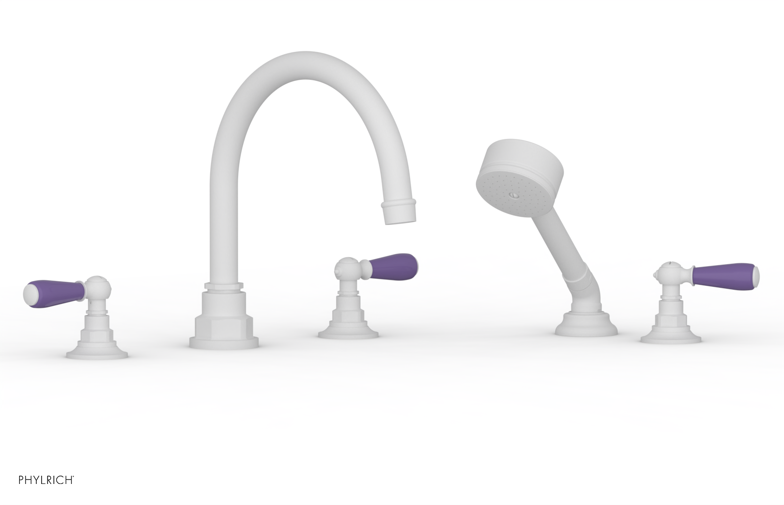 Phylrich Jamestown Deck Tub Set with Hand Shower and Lever Handles