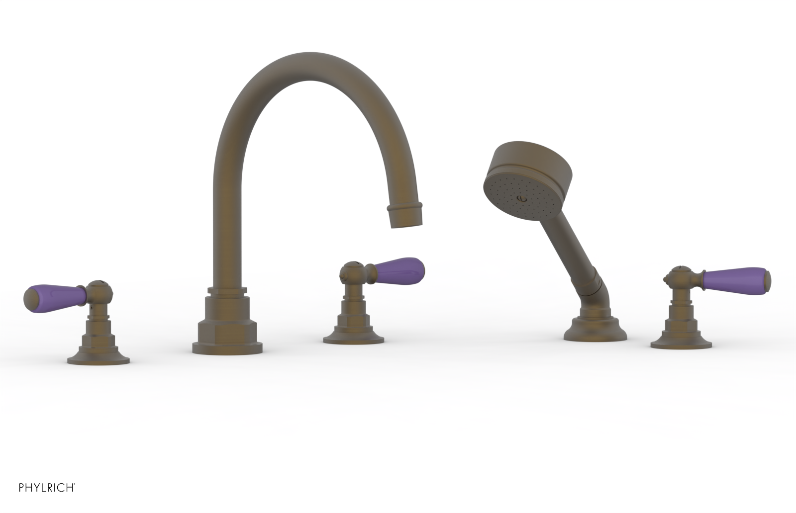 Phylrich Jamestown Deck Tub Set with Hand Shower and Lever Handles by Phylrich