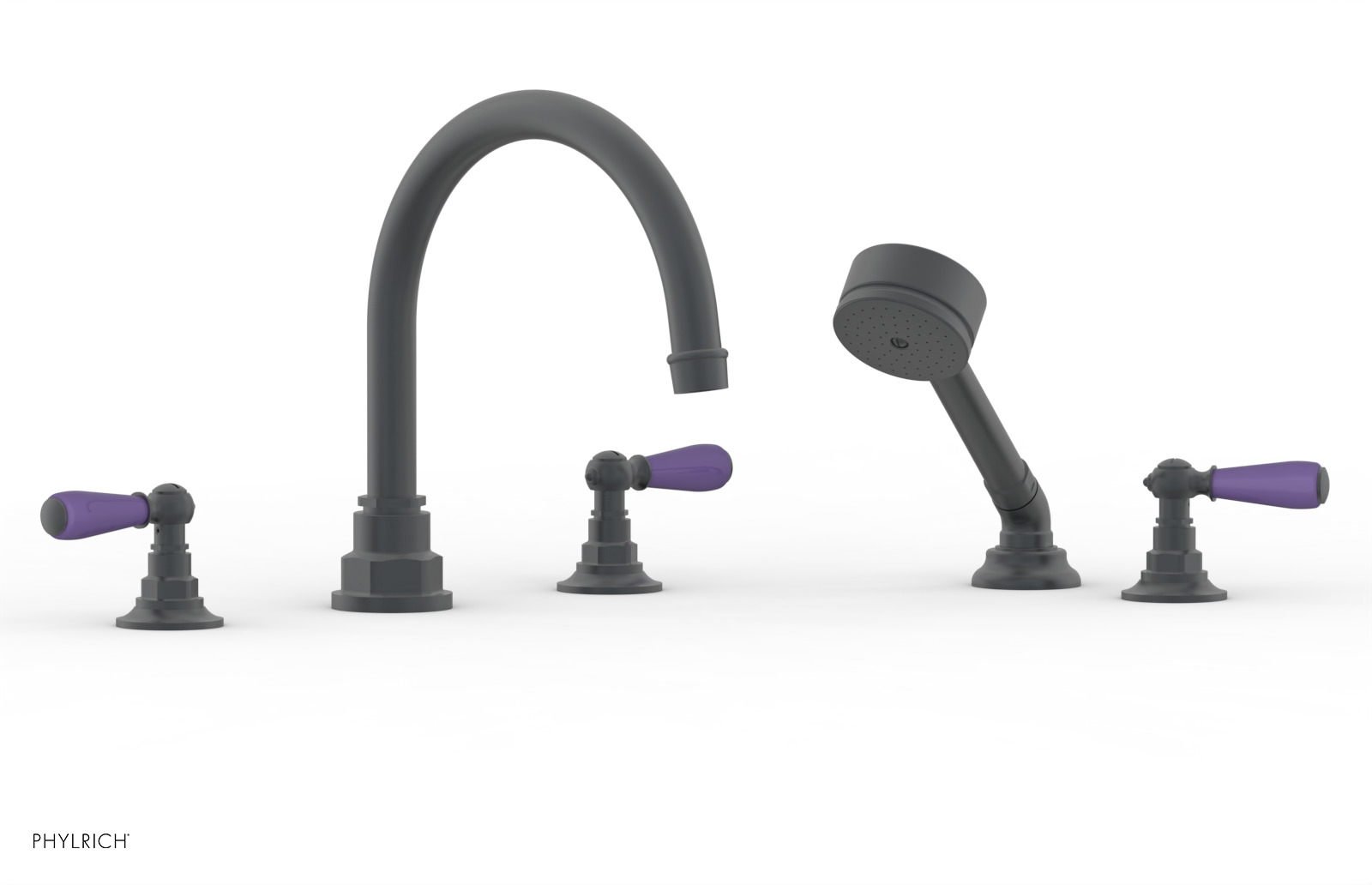 Phylrich Jamestown Deck Tub Set with Hand Shower and Lever Handles by Phylrich