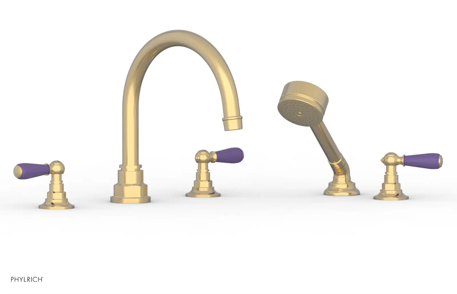 Phylrich Jamestown Deck Tub Set with Hand Shower and Lever Handles by Phylrich