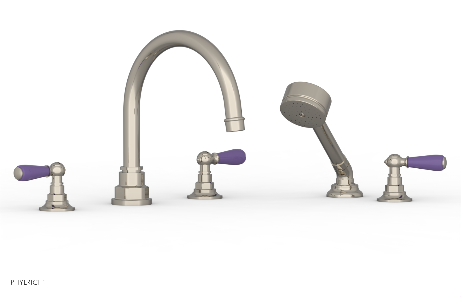 Phylrich Jamestown Deck Tub Set with Hand Shower and Lever Handles