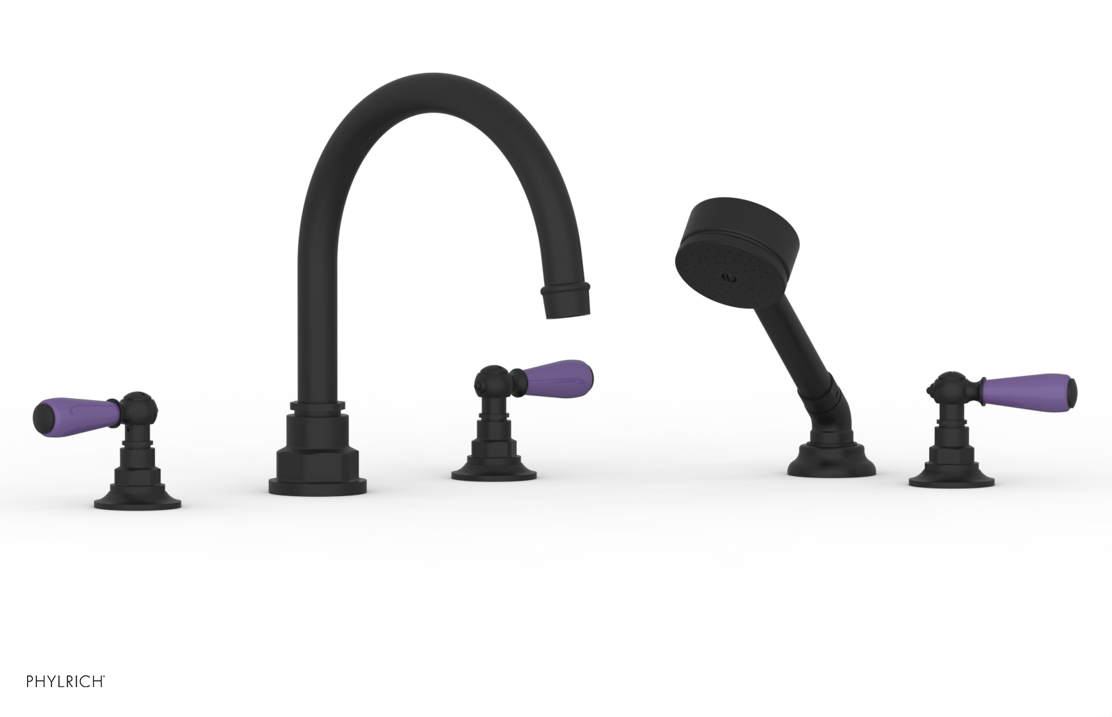 Phylrich Jamestown Deck Tub Set with Hand Shower and Lever Handles by Phylrich