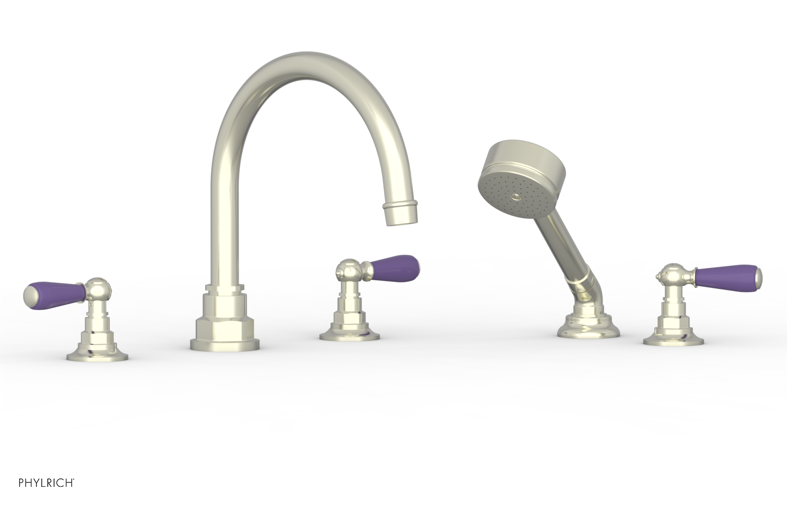 Phylrich Jamestown Deck Tub Set with Hand Shower and Lever Handles