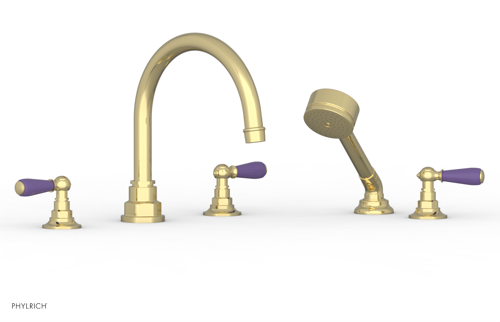 Phylrich Jamestown Deck Tub Set with Hand Shower and Lever Handles