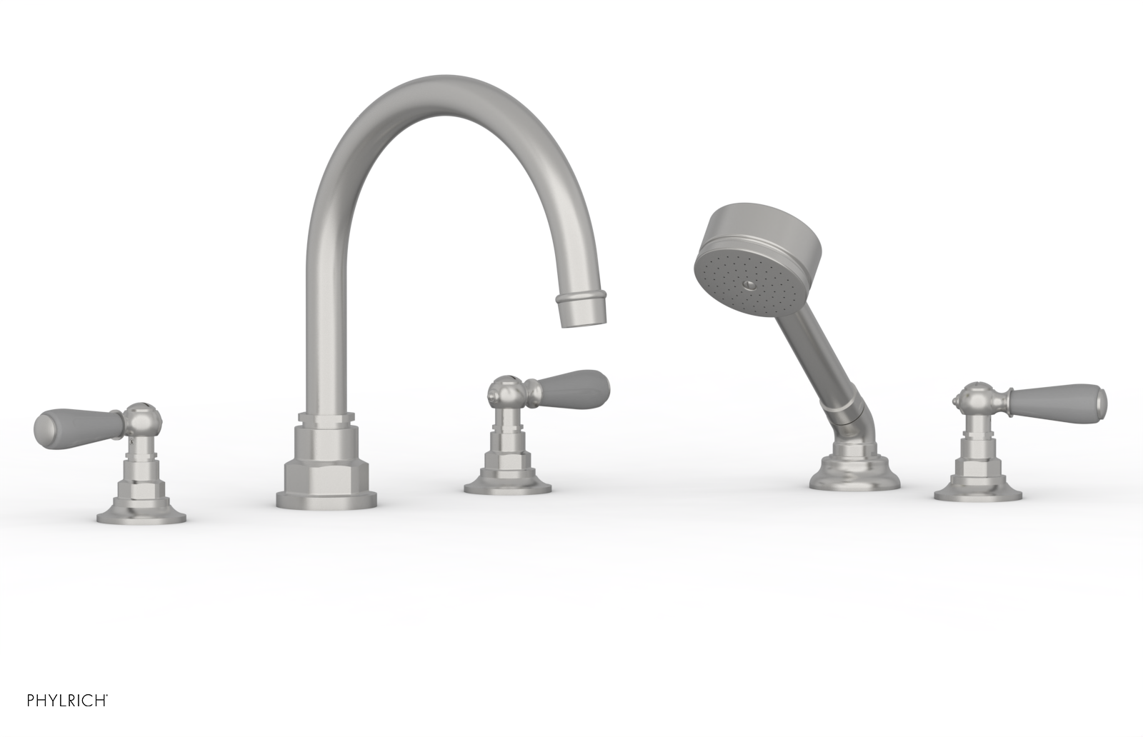 Phylrich Jamestown Deck Tub Set with Hand Shower and Lever Handles