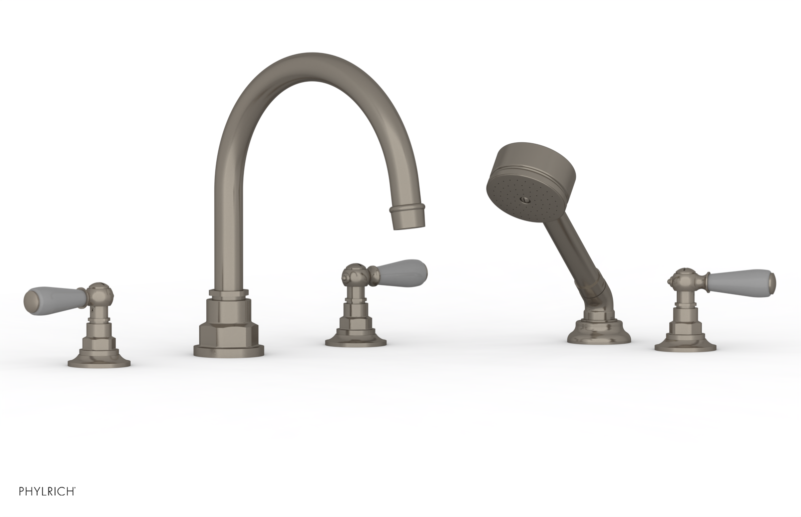 Phylrich Jamestown Deck Tub Set with Hand Shower and Lever Handles by Phylrich