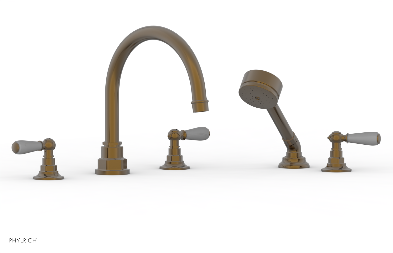 Phylrich Jamestown Deck Tub Set with Hand Shower and Lever Handles by Phylrich