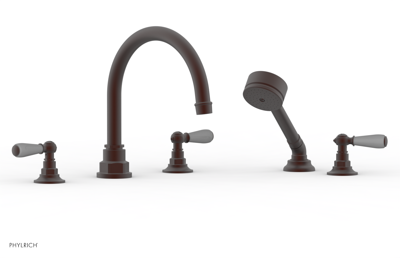 Phylrich Jamestown Deck Tub Set with Hand Shower and Lever Handles by Phylrich