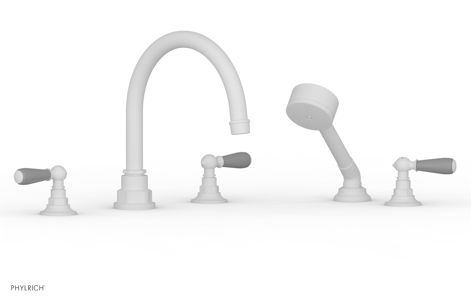 Phylrich Jamestown Deck Tub Set with Hand Shower and Lever Handles