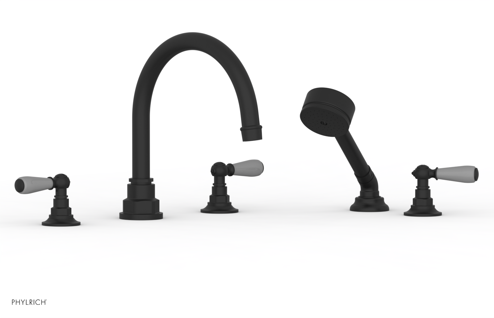 Phylrich Jamestown Deck Tub Set with Hand Shower and Lever Handles by Phylrich