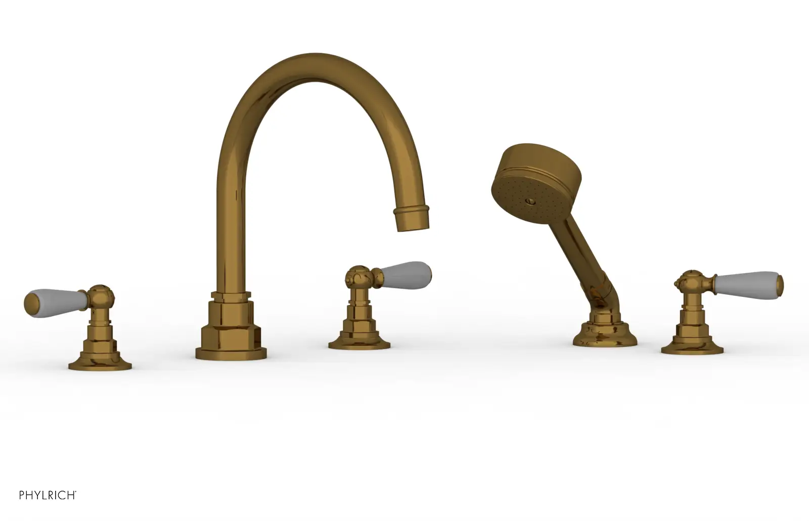Phylrich Jamestown Deck Tub Set with Hand Shower and Lever Handles by Phylrich
