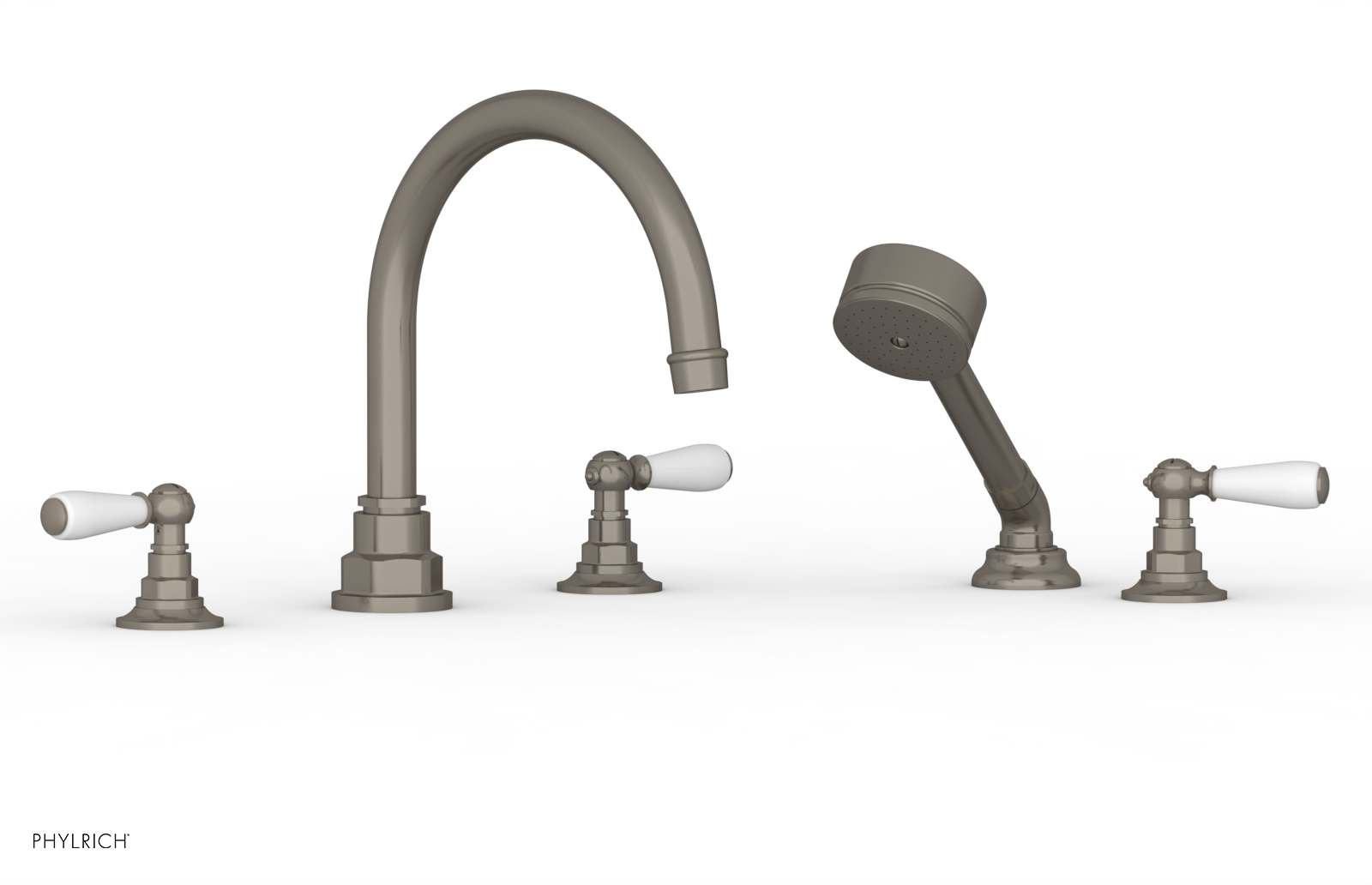 Phylrich Jamestown Deck Tub Set with Hand Shower and Lever Handles