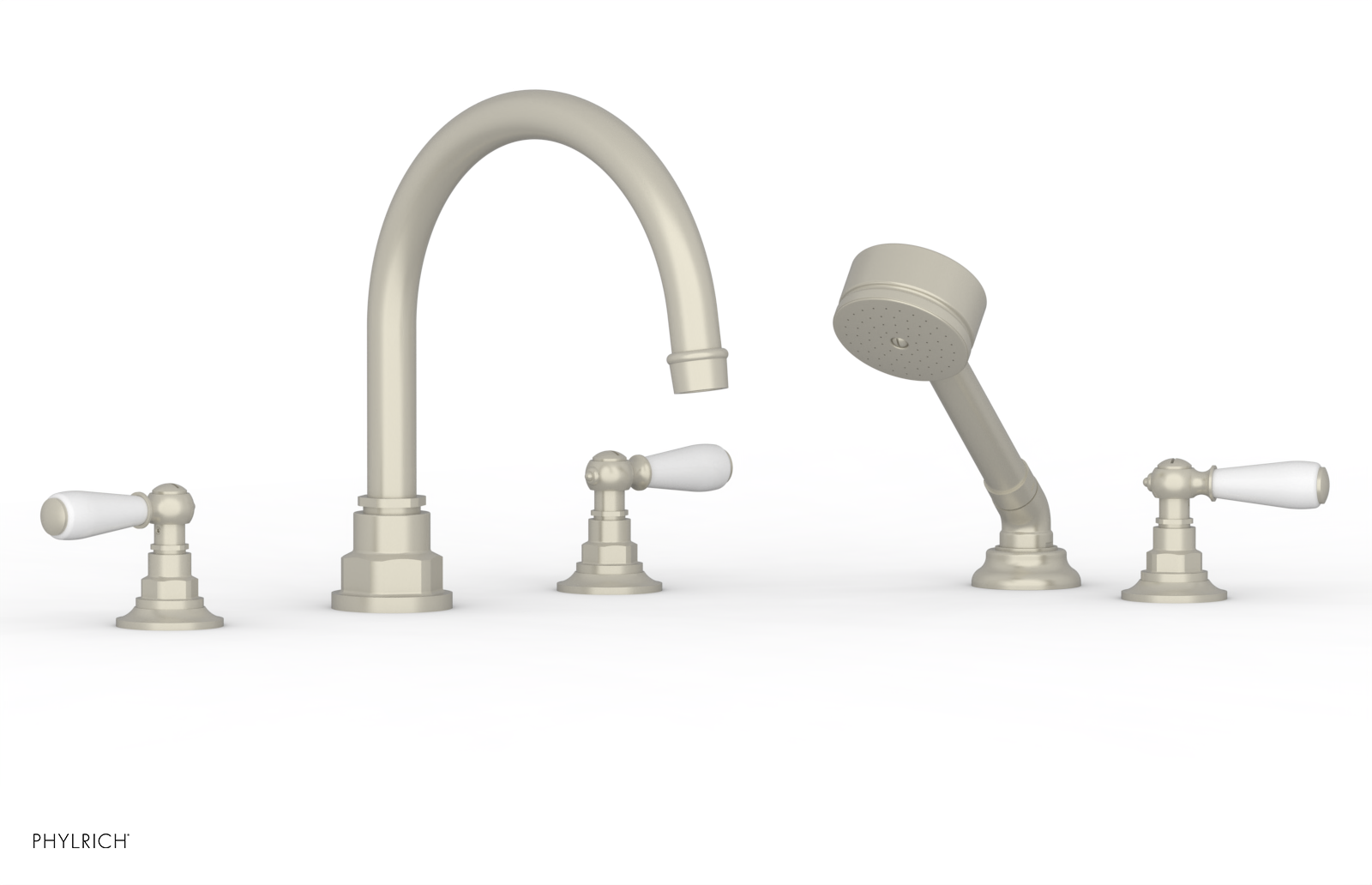 Phylrich Jamestown Deck Tub Set with Hand Shower and Lever Handles