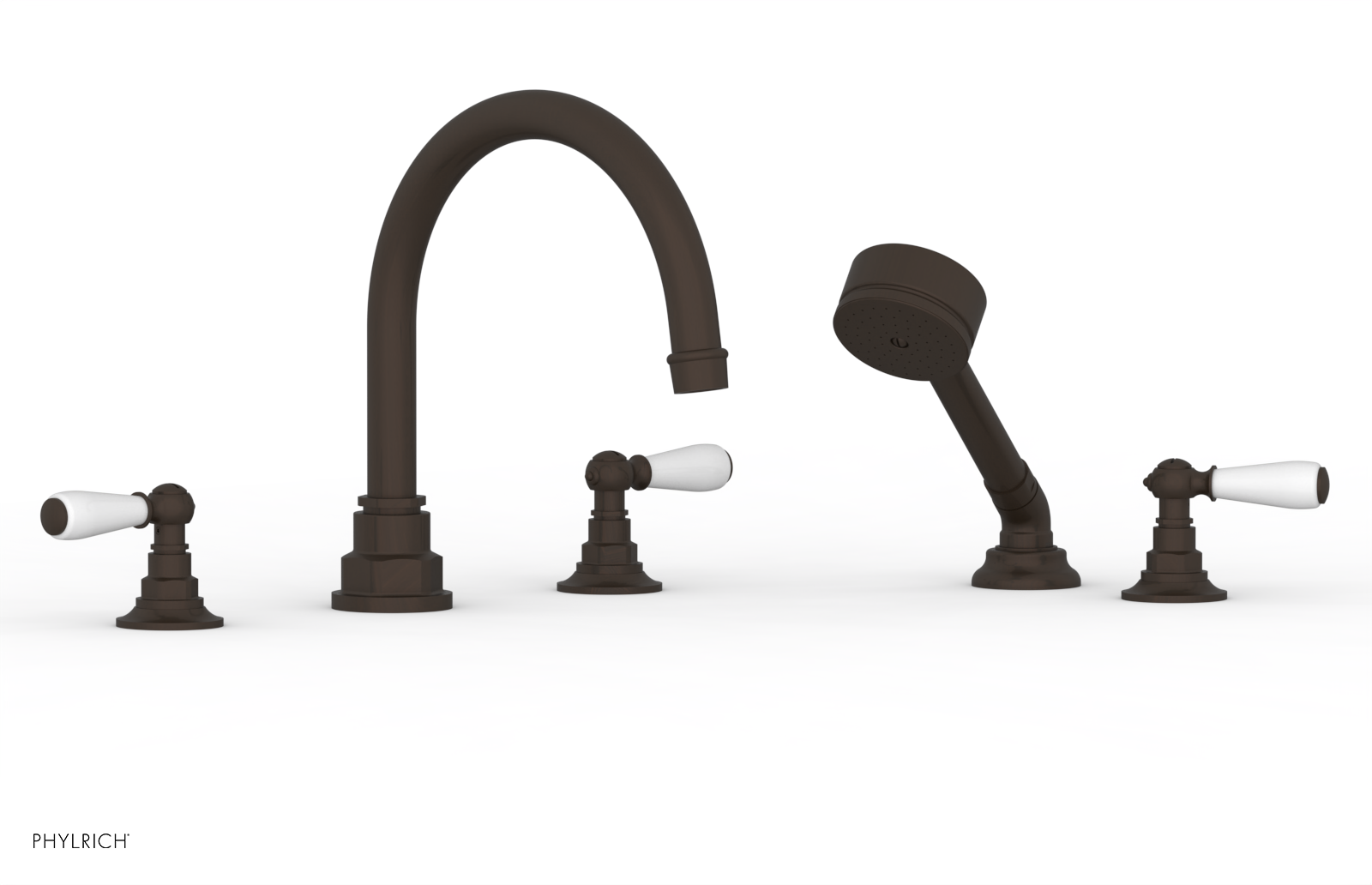 Phylrich Jamestown Deck Tub Set with Hand Shower and Lever Handles by Phylrich