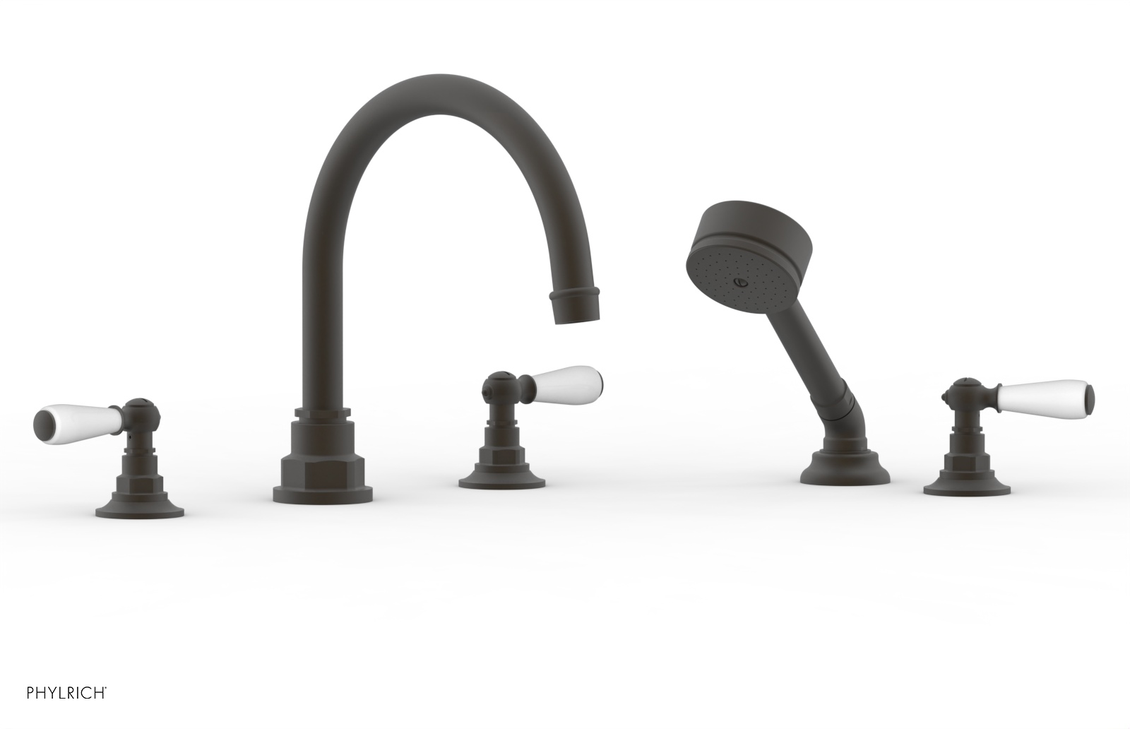 Phylrich Jamestown Deck Tub Set with Hand Shower and Lever Handles