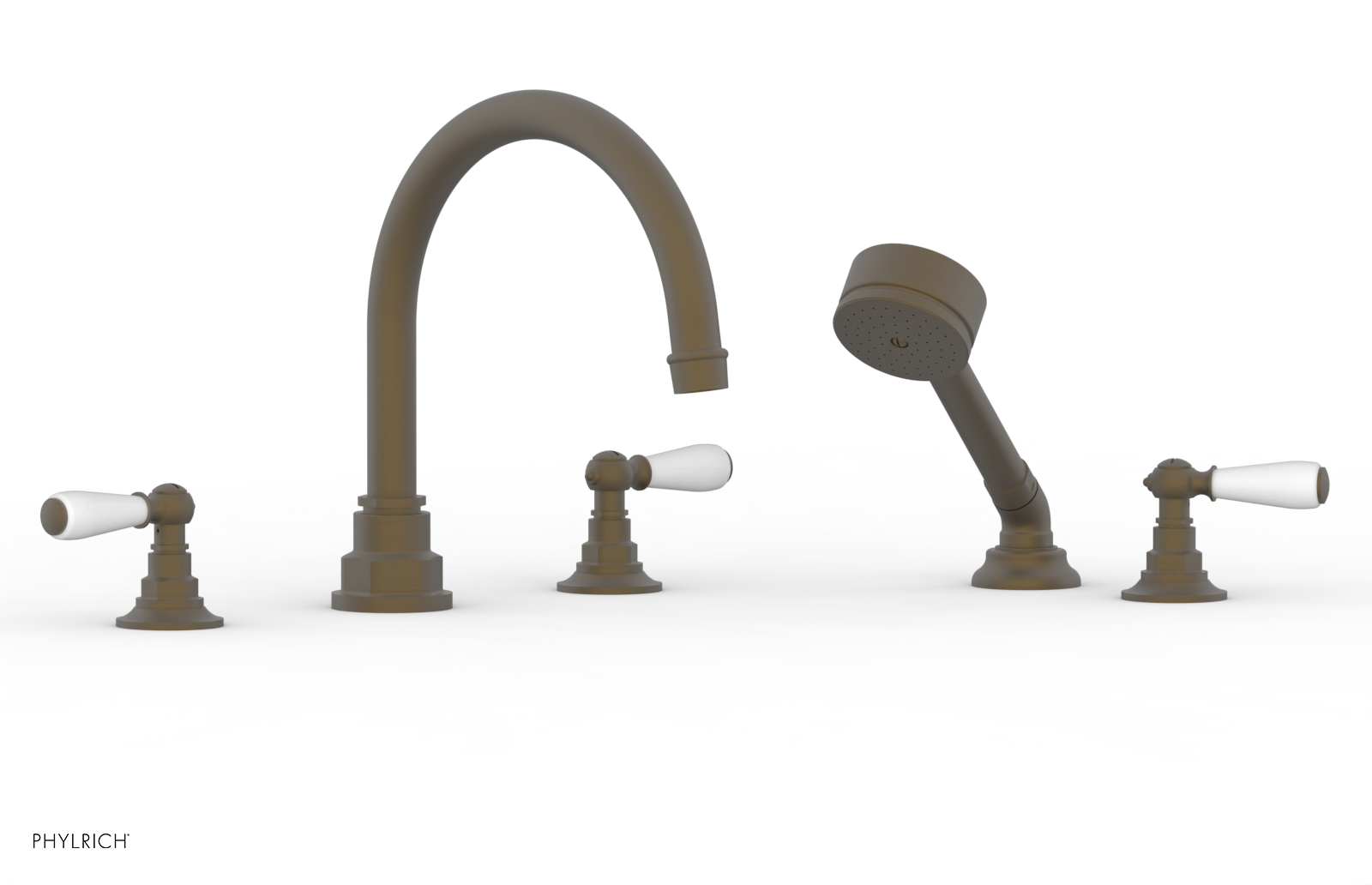 Phylrich Jamestown Deck Tub Set with Hand Shower and Lever Handles