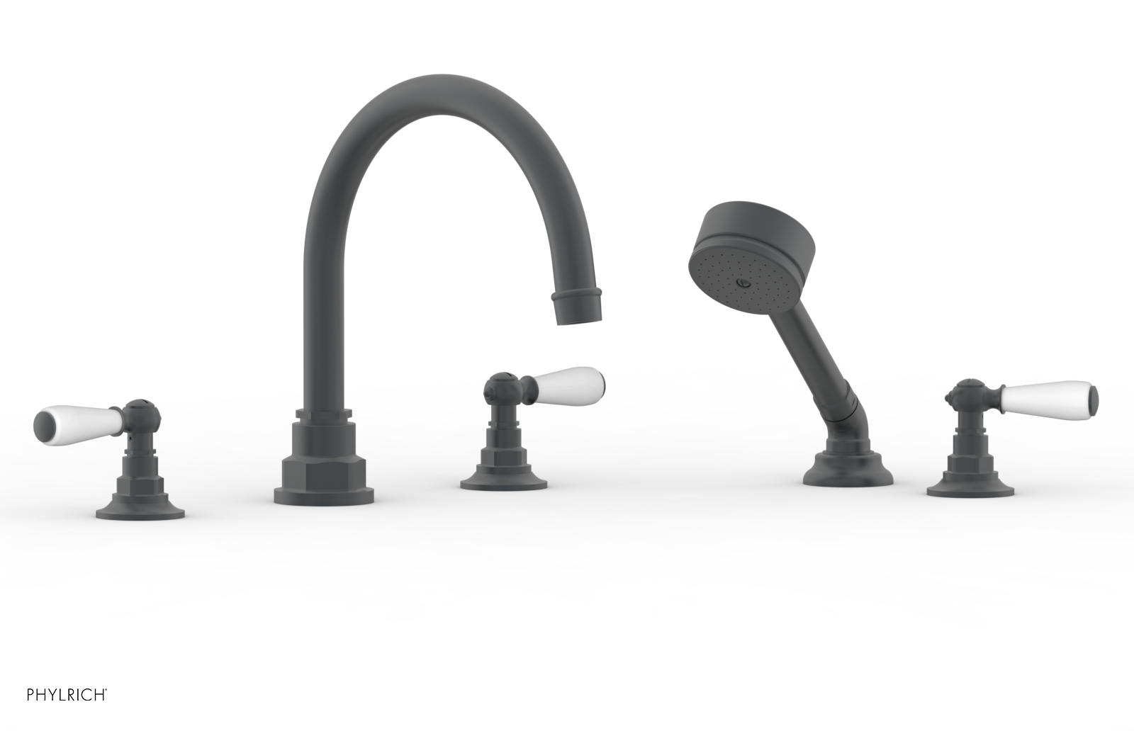 Phylrich Jamestown Deck Tub Set with Hand Shower and Lever Handles