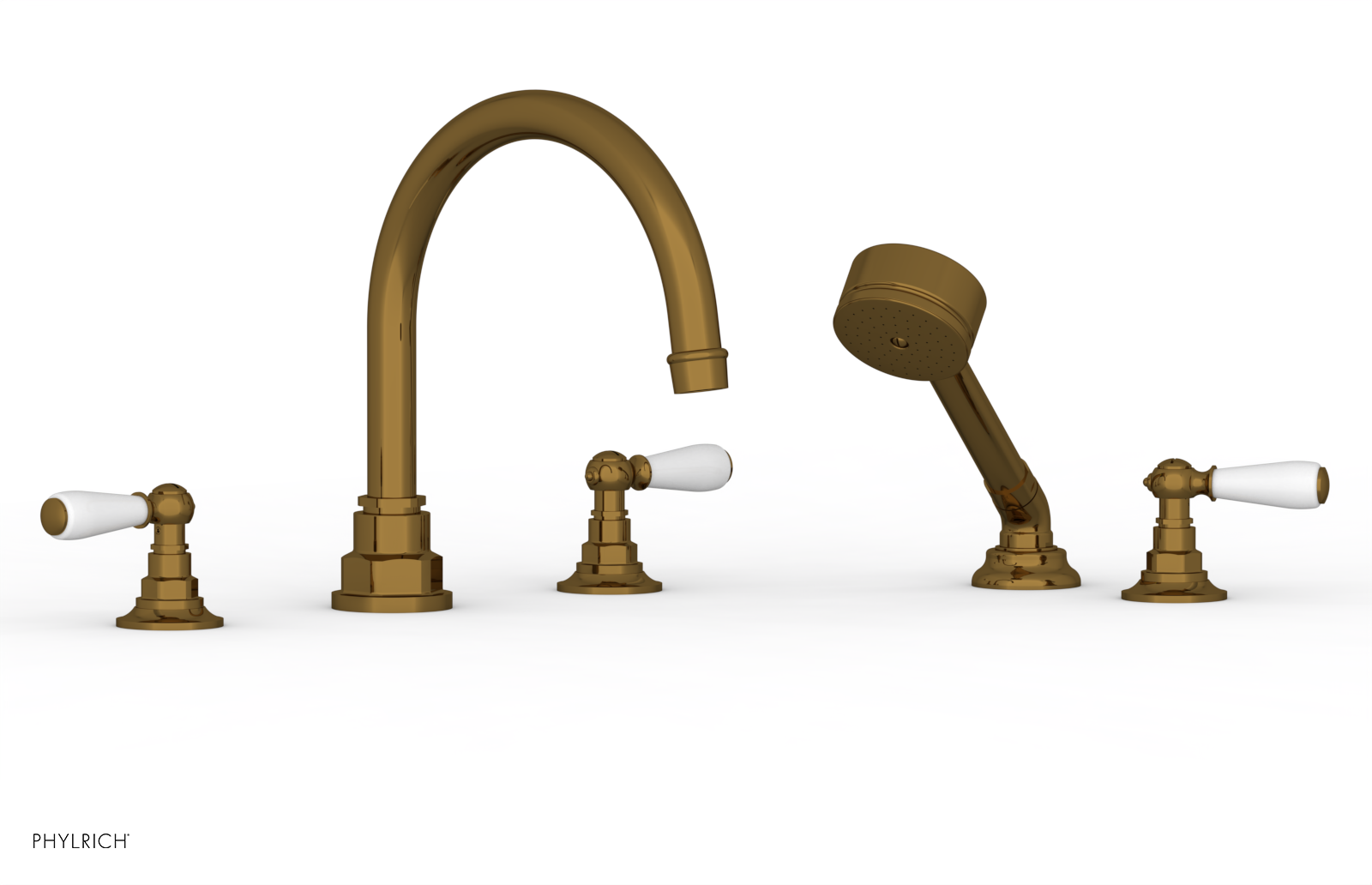 Phylrich Jamestown Deck Tub Set with Hand Shower and Lever Handles by Phylrich