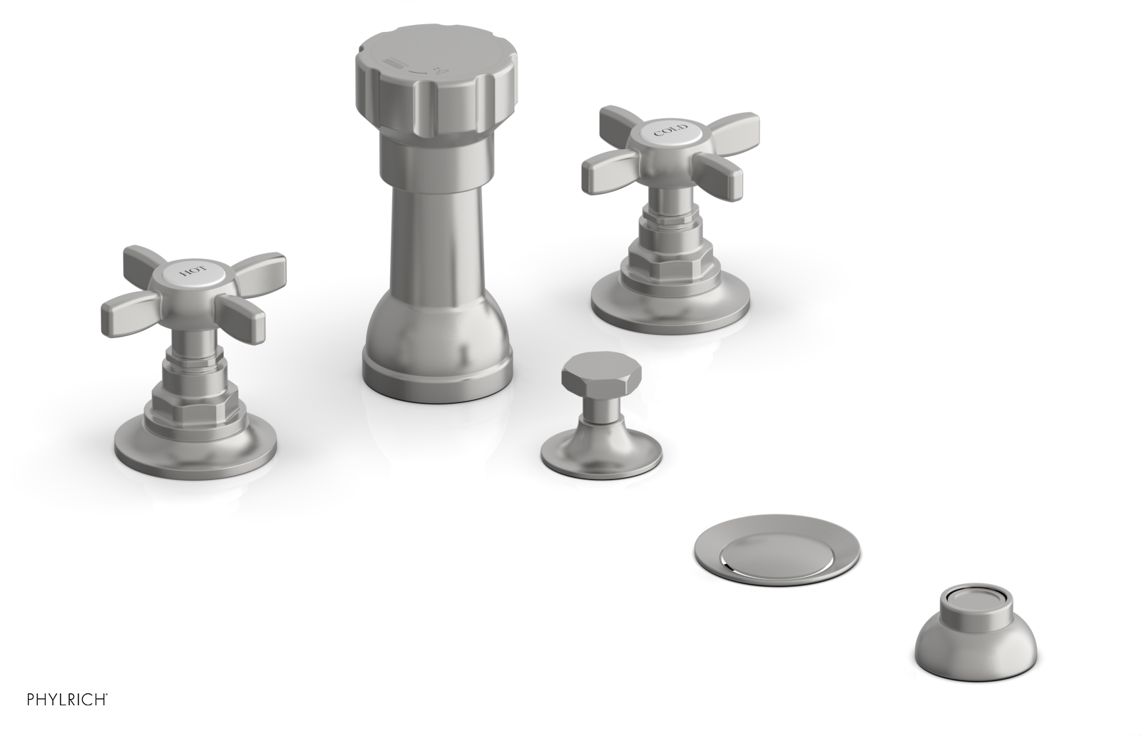 Phylrich Jamestown Four Hole Bidet Set with Cross Handles