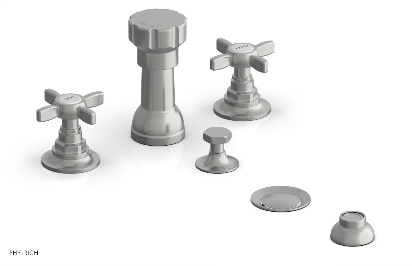 Phylrich Jamestown Four Hole Bidet Set with Cross Handles by Phylrich
