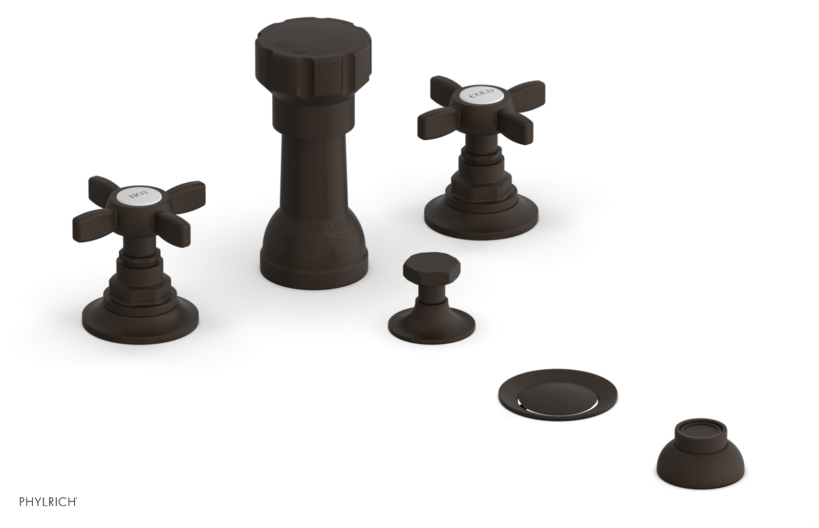 Phylrich Jamestown Four Hole Bidet Set with Cross Handles