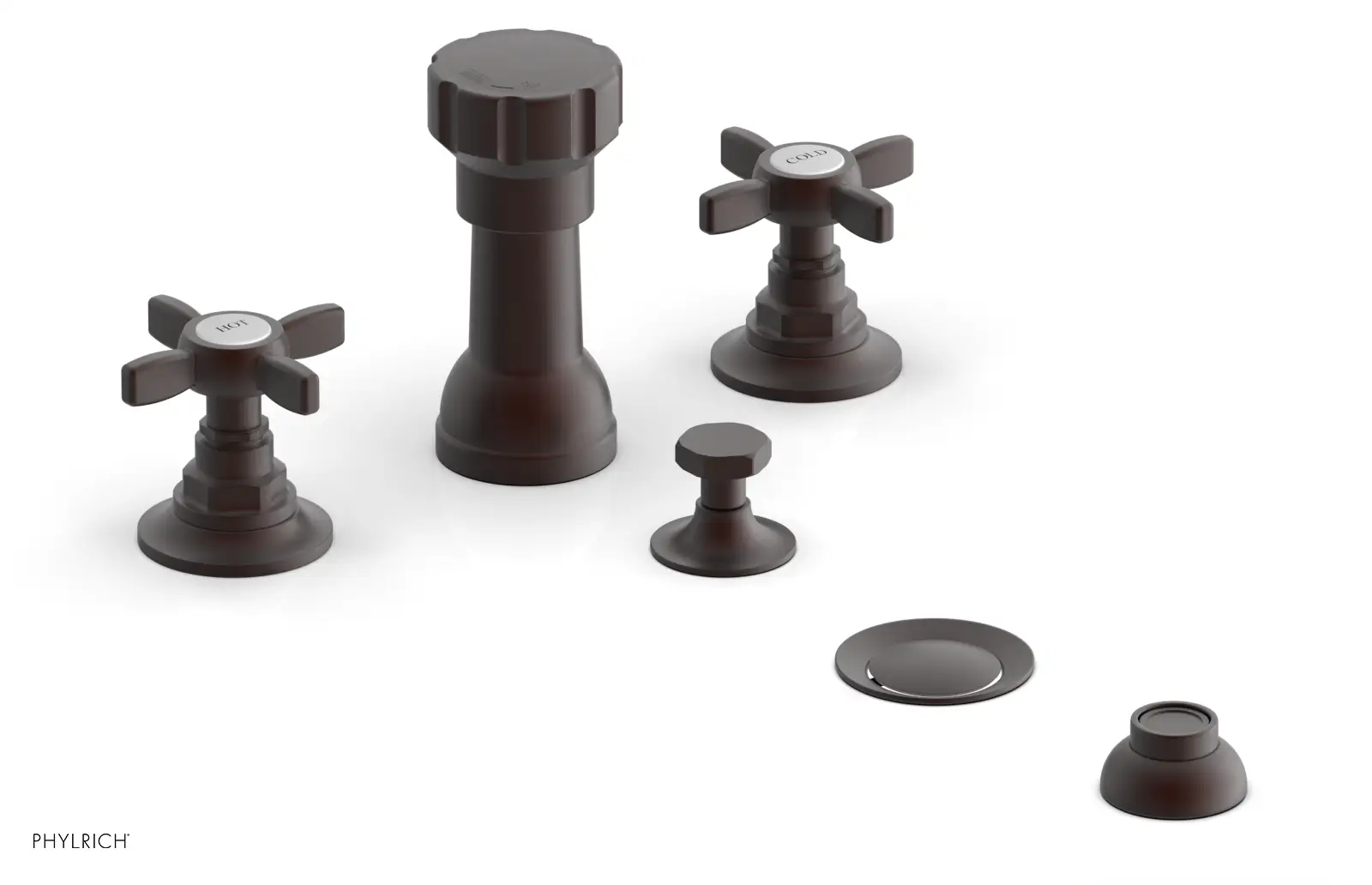 Phylrich Jamestown Four Hole Bidet Set with Cross Handles by Phylrich